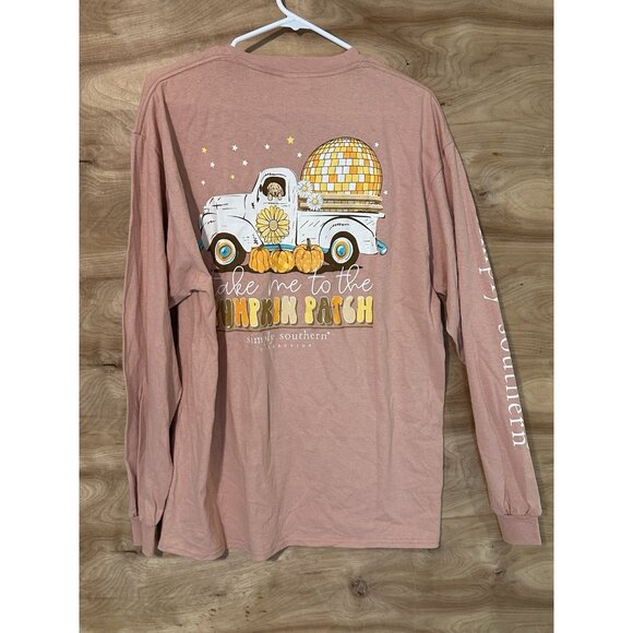 NWT Simply Southern "Take Me to the Pumpkin Patch" long sleeve T-shirt Woman Lg - Picture 2 of 8